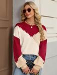 SunnyMelody Women's Trendy Oversized Color Block Sweater