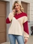 SunnyMelody Women's Trendy Oversized Color Block Sweater