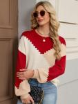 SunnyMelody Women's Trendy Oversized Color Block Sweater