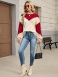 SunnyMelody Women's Trendy Oversized Color Block Sweater