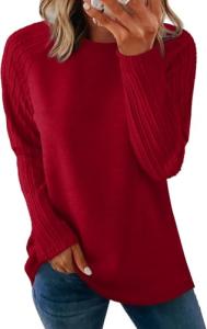 OFEEFAN Women's Red Christmas Sweater Top