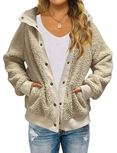 MEROKEETY Women's Fuzzy Sherpa Jacket with Pockets