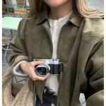 Csvinkiko Women's Oversized Faux Suede Bomber Jacket