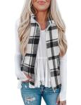 Plaid Zip-Up Sleeveless Jacket for Women