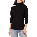 Women's Plus Size Cable Knit Turtleneck Sweater, Black