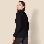 Women's Plus Size Cable Knit Turtleneck Sweater, Black