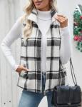 Plaid Zip-Up Sleeveless Jacket for Women