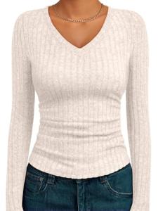 AUTOMET Women's V Neck Long Sleeve Fall Sweater