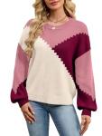 SunnyMelody Women’s Cozy Oversized Color Block Sweater