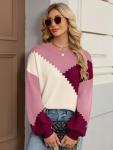SunnyMelody Women’s Cozy Oversized Color Block Sweater