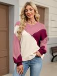 SunnyMelody Women’s Cozy Oversized Color Block Sweater