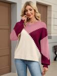 SunnyMelody Women’s Cozy Oversized Color Block Sweater