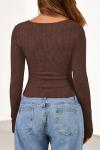Women’s Long Sleeve Cowl Neck Knit Top - Brown