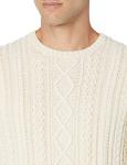 Men's 100% Cotton Crewneck Cable Sweater, Off-White