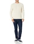 Men's 100% Cotton Crewneck Cable Sweater, Off-White