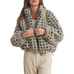 Qmlyev Women's Fuzzy Checkered Sherpa Jacket
