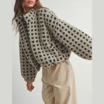 Qmlyev Women's Fuzzy Checkered Sherpa Jacket