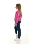 Metallic Pink Faux Leather Jacket for Girls