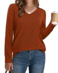 Trendy Women's V Neck Crochet Knit Sweater