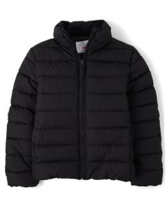 Girls' Black Medium Weight Puffer Jacket