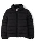 Girls' Black Medium Weight Puffer Jacket