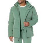 Men's Hooded Mid-Length Puffer Coat, Sage Green
