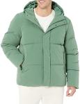 Men's Hooded Mid-Length Puffer Coat, Sage Green