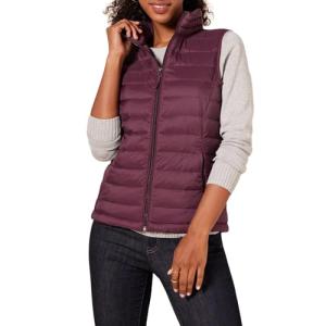 Lightweight Water-Resistant Burgundy Packable Puffer Vest
