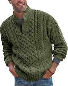 Bbalizko Men's Cable Knit Winter Sweater - Green