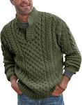 Bbalizko Men's Cable Knit Winter Sweater - Green