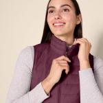 Lightweight Water-Resistant Burgundy Packable Puffer Vest
