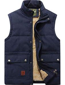 Men's Thick Fleece-Lined Puffer Vest - Blue