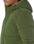 Men's Mid-Length Hooded Puffer Coat - Dark Olive