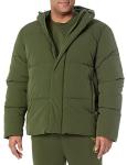 Men's Mid-Length Hooded Puffer Coat - Dark Olive