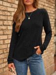 Womens Long Sleeve Casual Tunic Sweater - Black