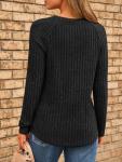 Womens Long Sleeve Casual Tunic Sweater - Black