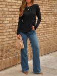 Womens Long Sleeve Casual Tunic Sweater - Black