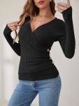 ANRABESS Women's V Neck Ribbed Knit Sweater Top