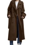 Chouyatou Women's Double Breasted Wool Trench Coat