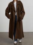 Chouyatou Women's Double Breasted Wool Trench Coat