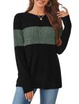 Color Block Long Sleeve Casual Sweater for Women