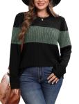 Color Block Long Sleeve Casual Sweater for Women