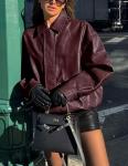 Women's Oversized Faux Leather Motorcycle Jacket