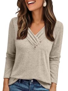 Womens V Neck Long Sleeve Lightweight Sweater