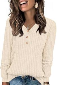 Womens Casual Long Sleeve Tunic Sweater - Beige