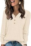 Womens Casual Long Sleeve Tunic Sweater - Beige