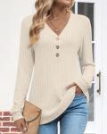 Womens Casual Long Sleeve Tunic Sweater - Beige
