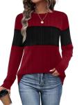 Burgundy Loose Fit Long Sleeve Pullover Sweater