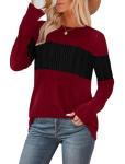 Burgundy Loose Fit Long Sleeve Pullover Sweater