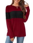 Burgundy Loose Fit Long Sleeve Pullover Sweater
